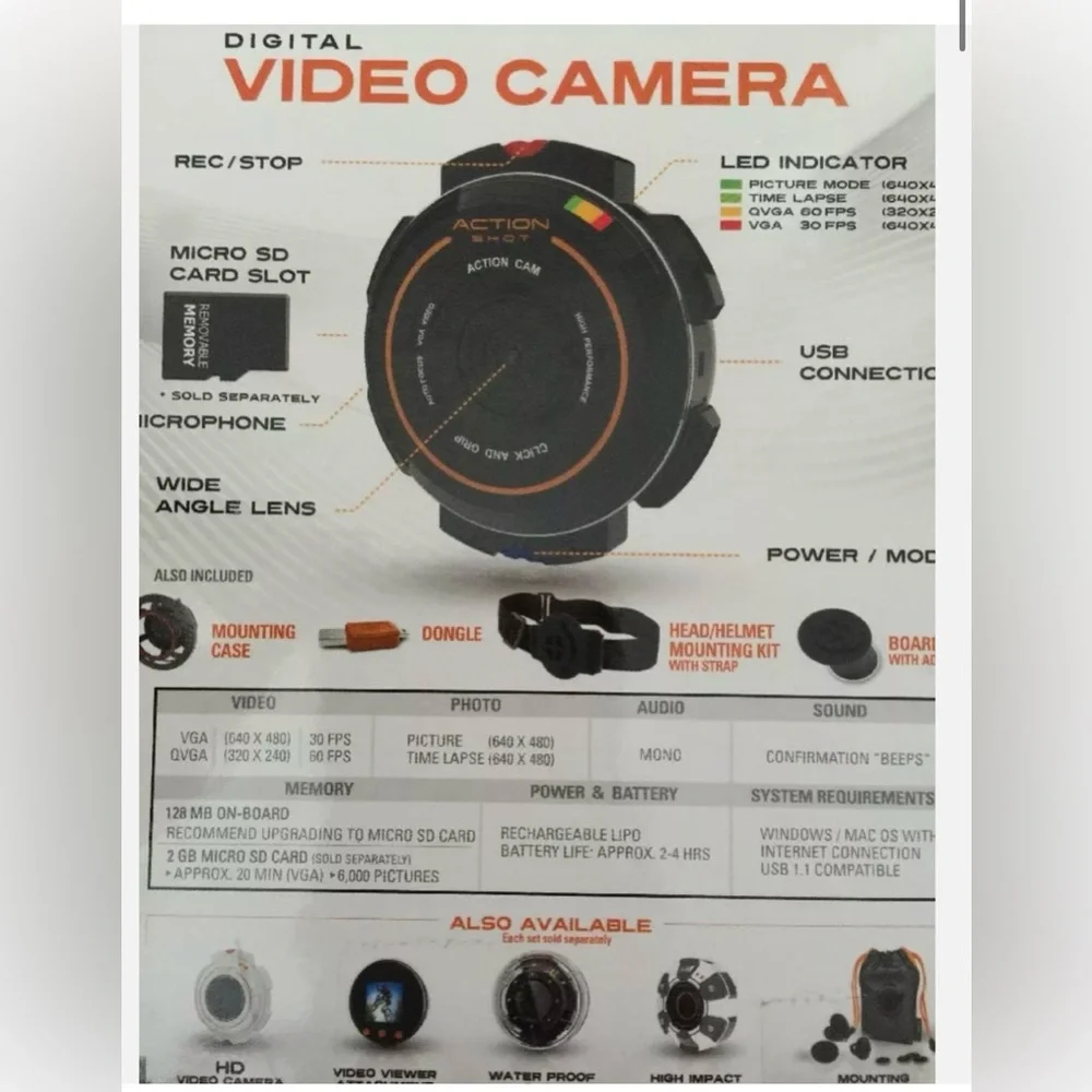 NWT NIB Jakks Pacific Action Shot Digital Video Camera & LCD Viewer Attach Set